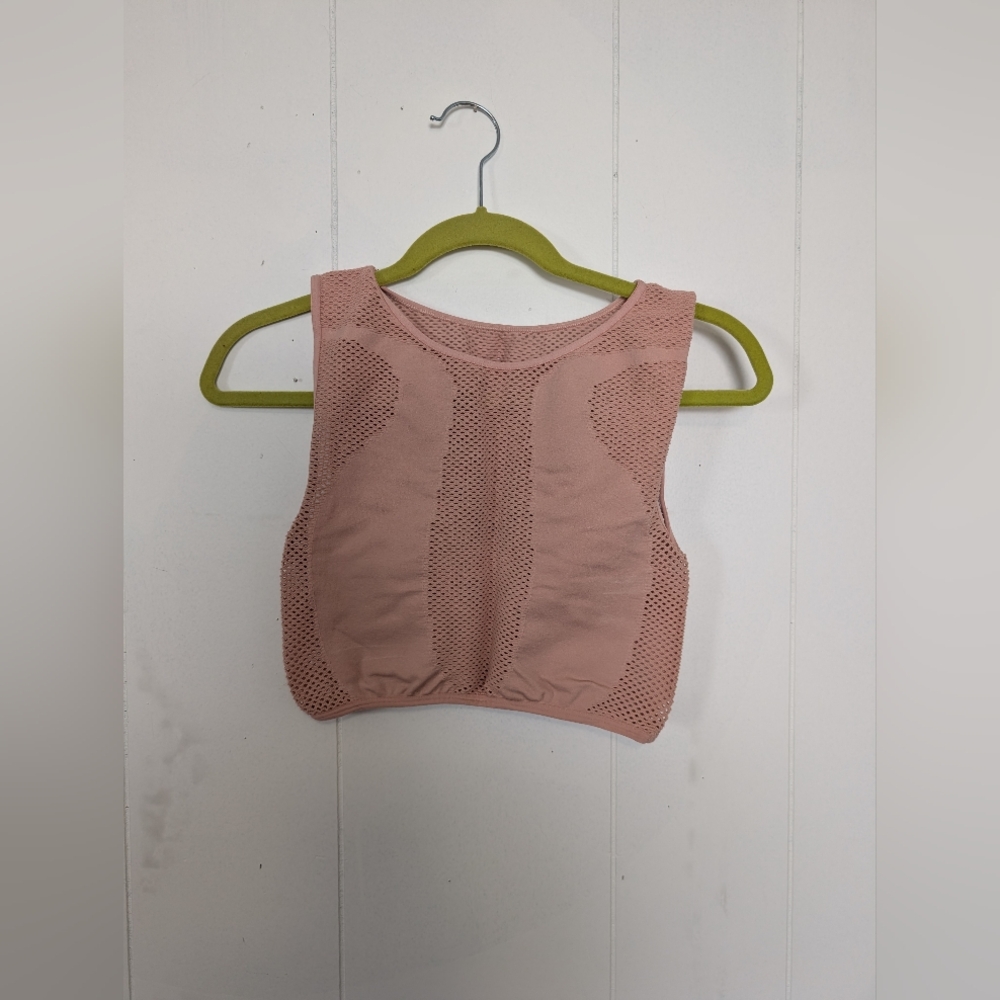 Free People Blush Pink Seamless Mesh Crop Top